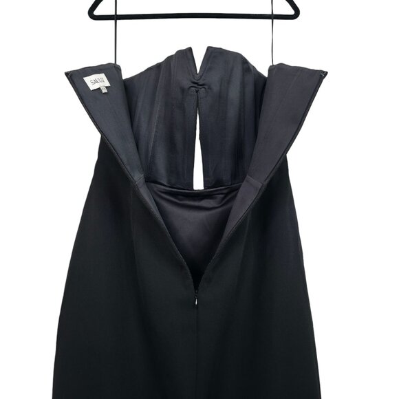 Sau Lee Imani Gown Black Tassel Strapless Keyhole‎ Maxi Dress Size 10 - Picture 8 of 11